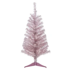 3ft Tinsel Light Pink Christmas Tree