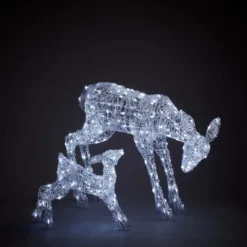 Acrylic LED Family Of Reindeer White 3D Outdoor Christmas Light Decoration