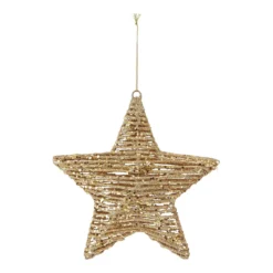 Gold Glitter Wire Star Hanging Christmas Tree Decoration
