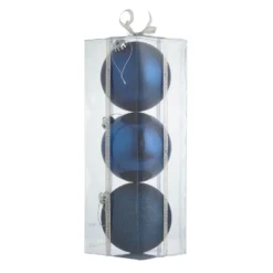 Large Dark Blue Shatterproof Christmas Tree Baubles - Pack Of 3