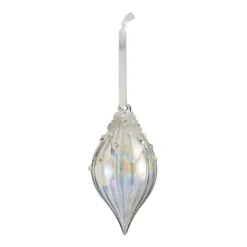 Iridescent Jewels Glass Teardrop Hanging Christmas Tree Decoration
