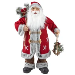 Standing Santa In Red Coat Christmas Decoration - 60cm