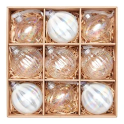 Lustre Glass Christmas Tree Baubles - 9 Pack