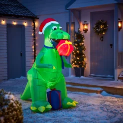 6ft Dinosaur With Gift Christmas Inflatable