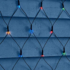 2x1m LED Timer Net Outdoor Christmas Light - Multicoloured (Battery Operated)