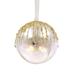 Gold Jewel Top Glass Christmas Tree Bauble - 90mm