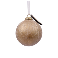 Gold Leaf Textured Christmas Tree Bauble - 90mm