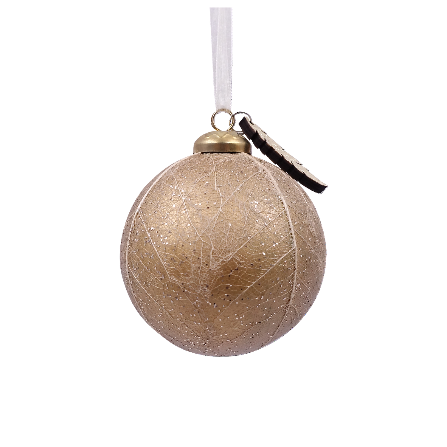 Gold Leaf Textured Christmas Tree Bauble - 90mm