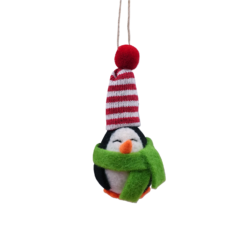 Penguin With Stripe Hat Felt Christmas Tree Decoration