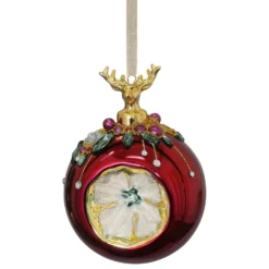 Red Glass Reflector Christmas Tree Bauble - 90mm