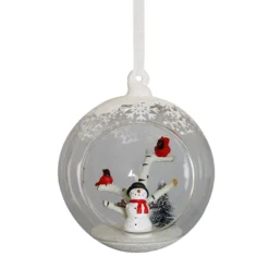 Open Glass Snowman Scene Christmas Tree Bauble -90mm