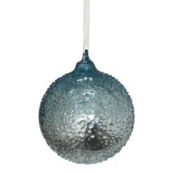 Duck Egg Textured Glass Christmas Tree Bauble - 90mm