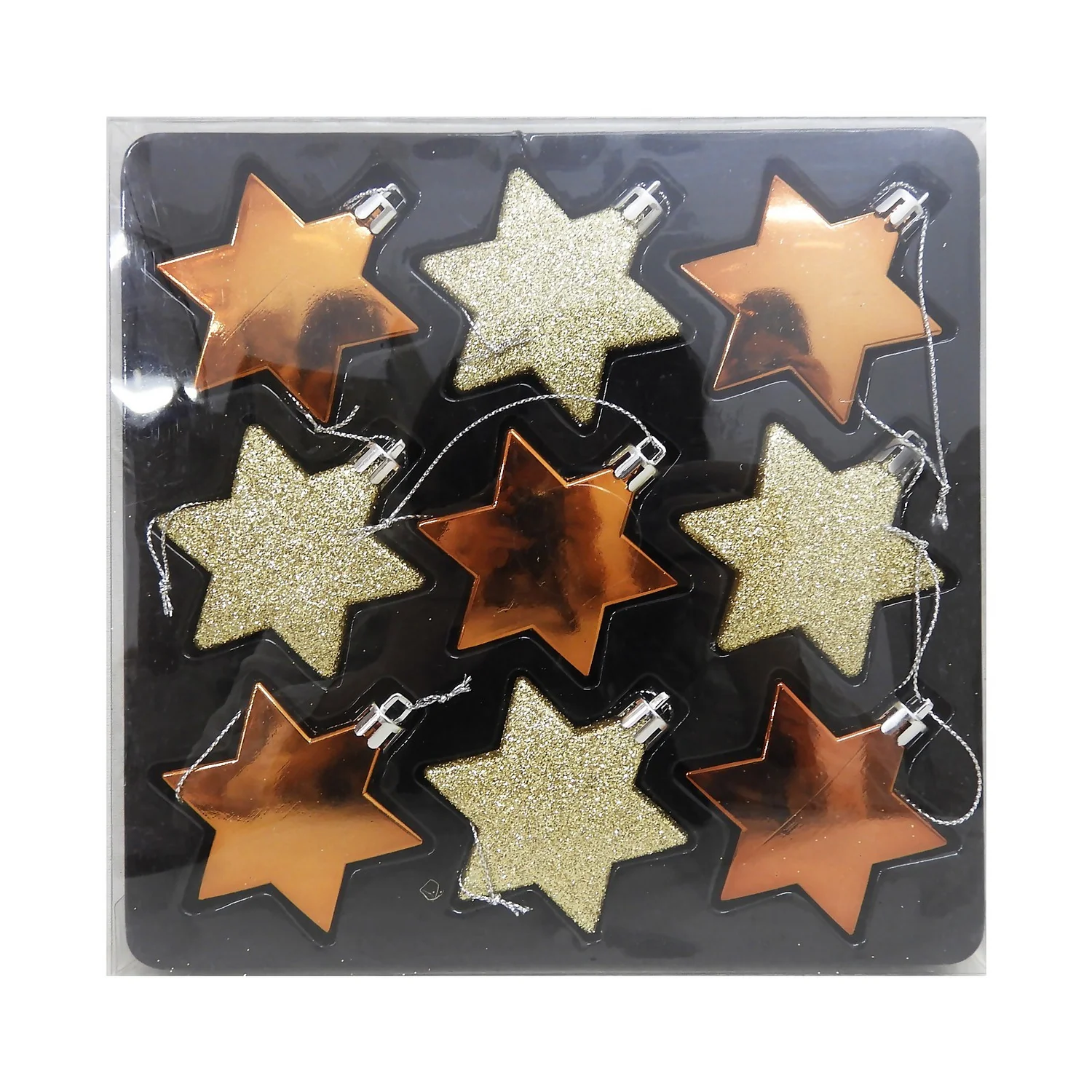 Refined Nature Stars Christmas Tree Decorations - Pack Of 9