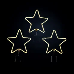 Neon Star LED Christmas Stake Lights - Pack Of 3